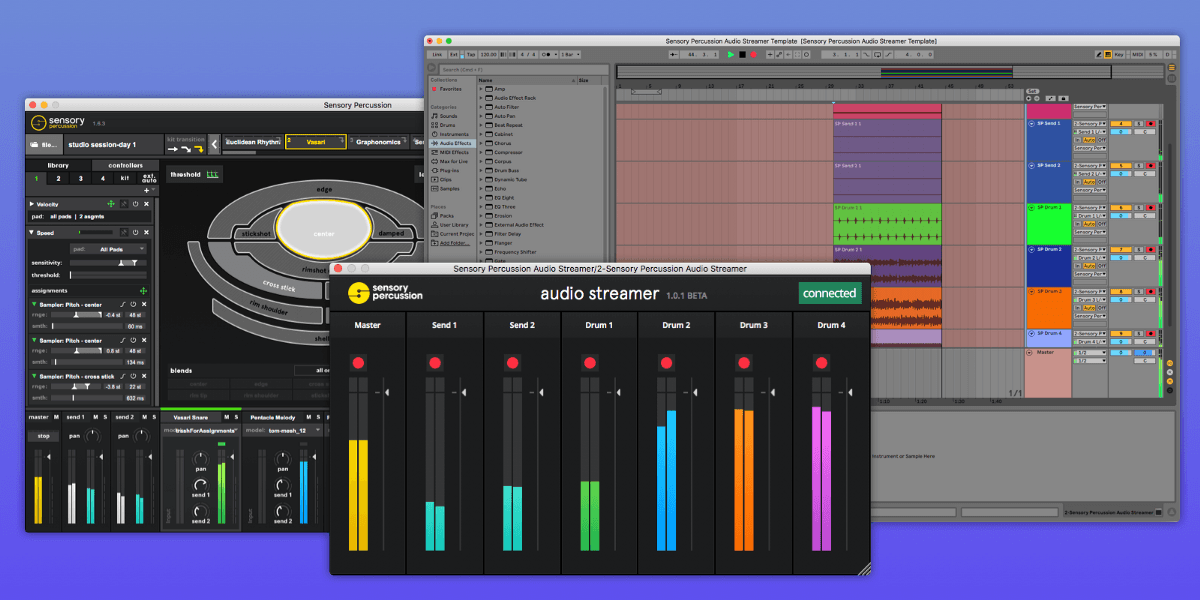 Screenshots of Sensory Percussion and Ableton