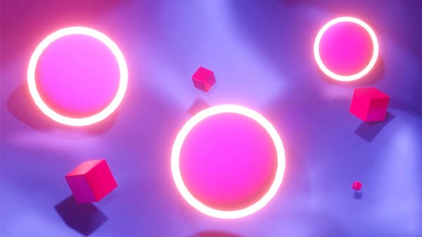 The pack cover for Electro Melodic, a picture of floating neon shapes