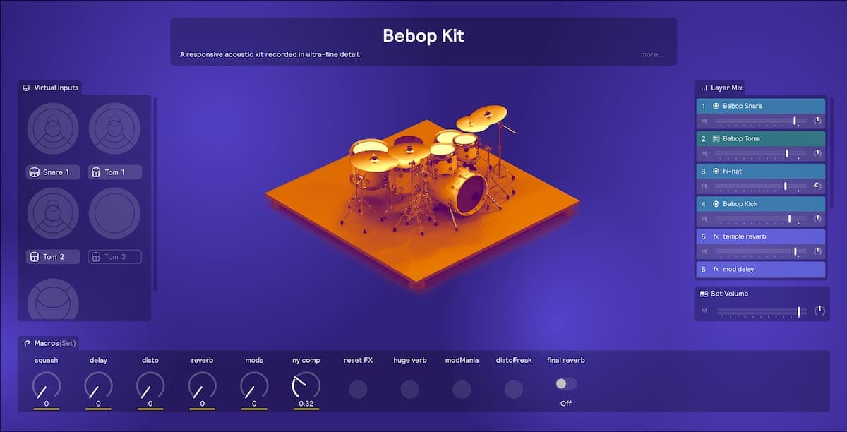A screenshot of the Play View of one of the Core Library sets showing the macro controls