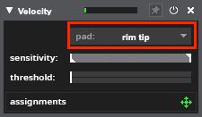 Screenshot image of the velocity controller set to rim-tip