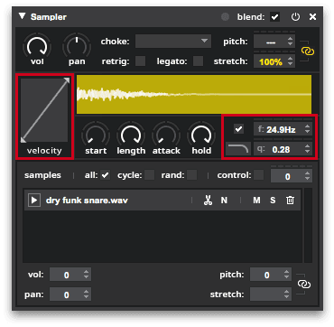A screenshot of the new sampler