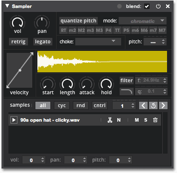A screenshot of the new 1.3 Sampler