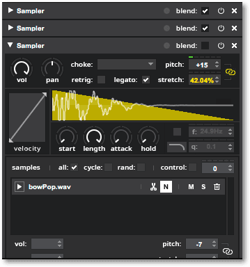 A screenshot of stacked samplers