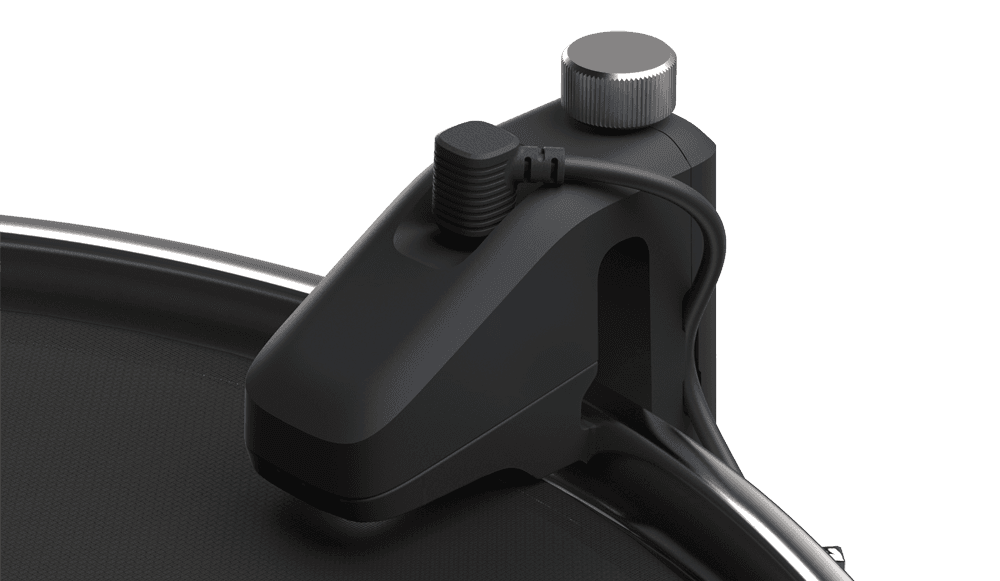 A photo of the new sensor attached to a drum rim
