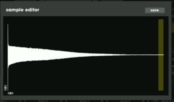 The sample trimmer is shown with the selection trimmed to the very end of the sample where there is no sound.