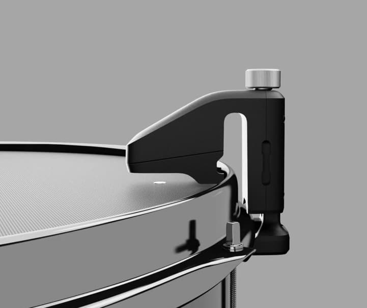 A side view of the sensor mounted on a drum
