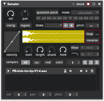 A screenshot of the new 1.5 Sampler