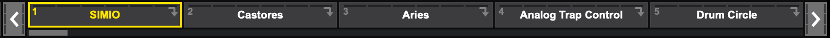 A screenshot of the top panel showing the wider space for kit names