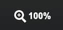 A screenshot of the magnifying glass icon used to adjust the zoom level of the software