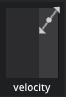 The velocity threshold panel (a box with a diagonal line and three move-able parameters that adjust the curve of the line) with settings filtering out low velocity hits.