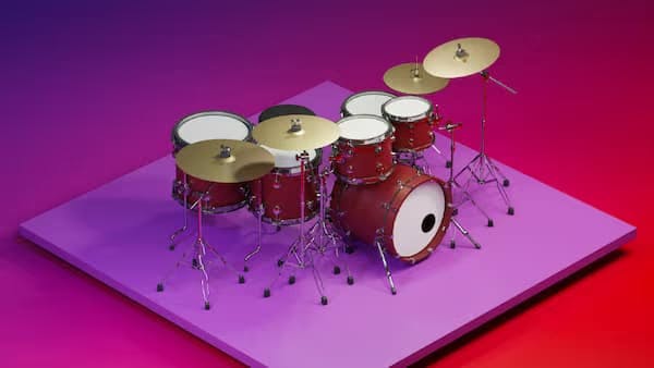 The pack cover image for Acoustic Drums, a picture of a drum set on a platform