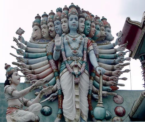 A photo of a statue of Vishwarupa