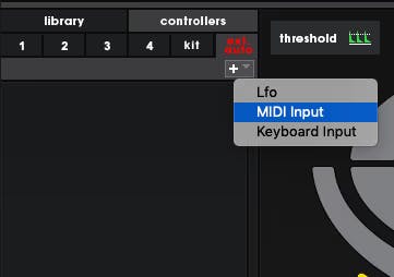 Screenshot image of a MIDI Input Controller being selected.