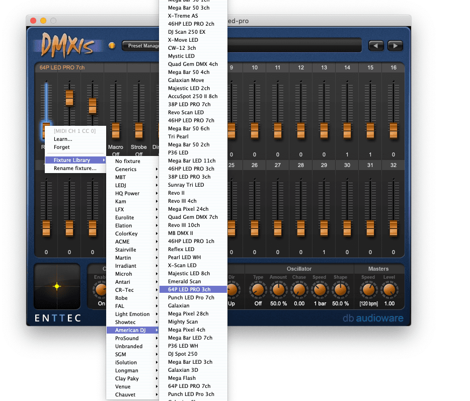 A screenshot showing the DMXIS software