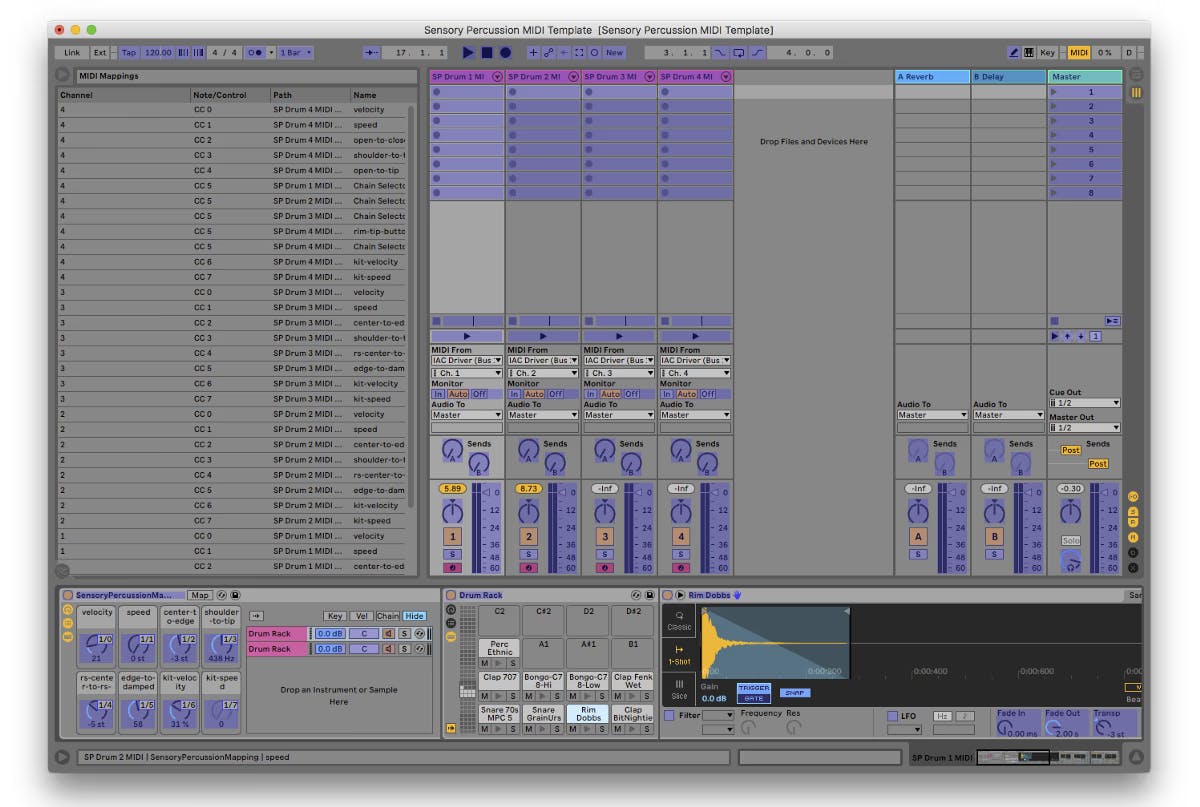A screenshot of the MIDI select mode in Ableton Live
