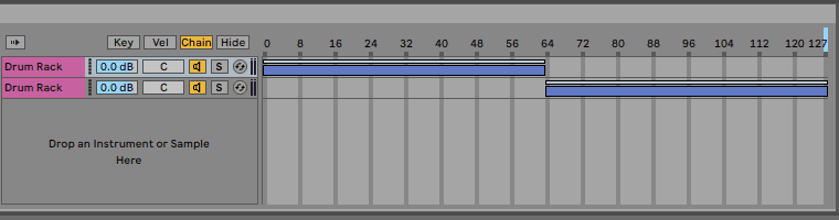 A screenshot of an Ableton Live drum rack