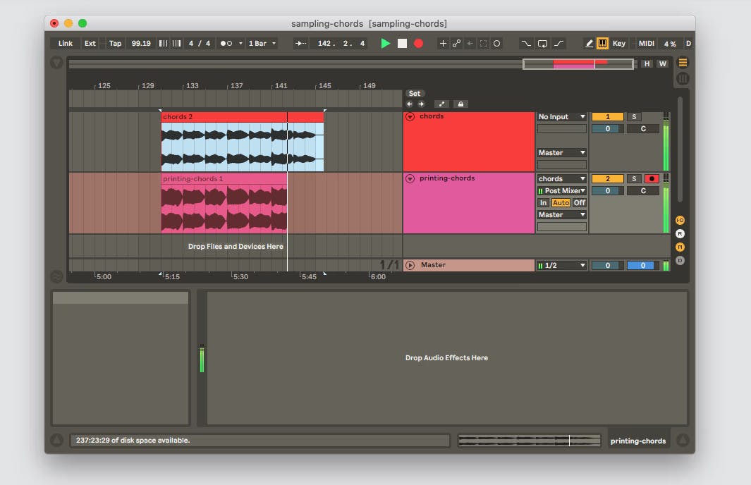 a screenshot of a another audio track recording the processed audio of the original previous track