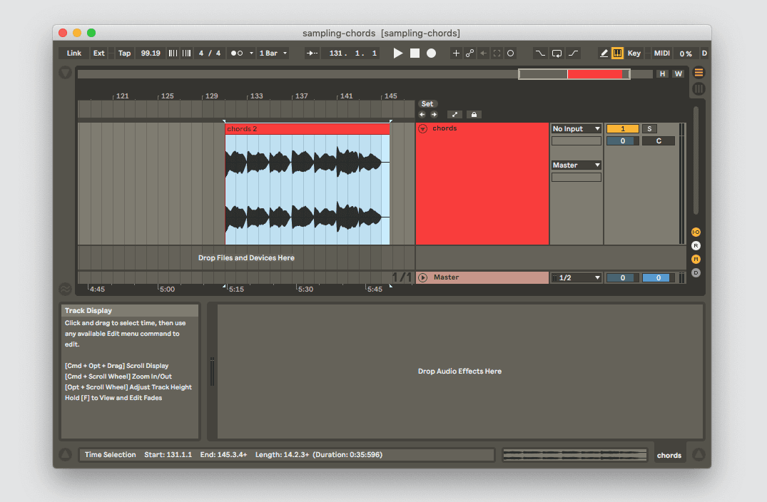 a screenshot of a single track of waveforms in Ableton
