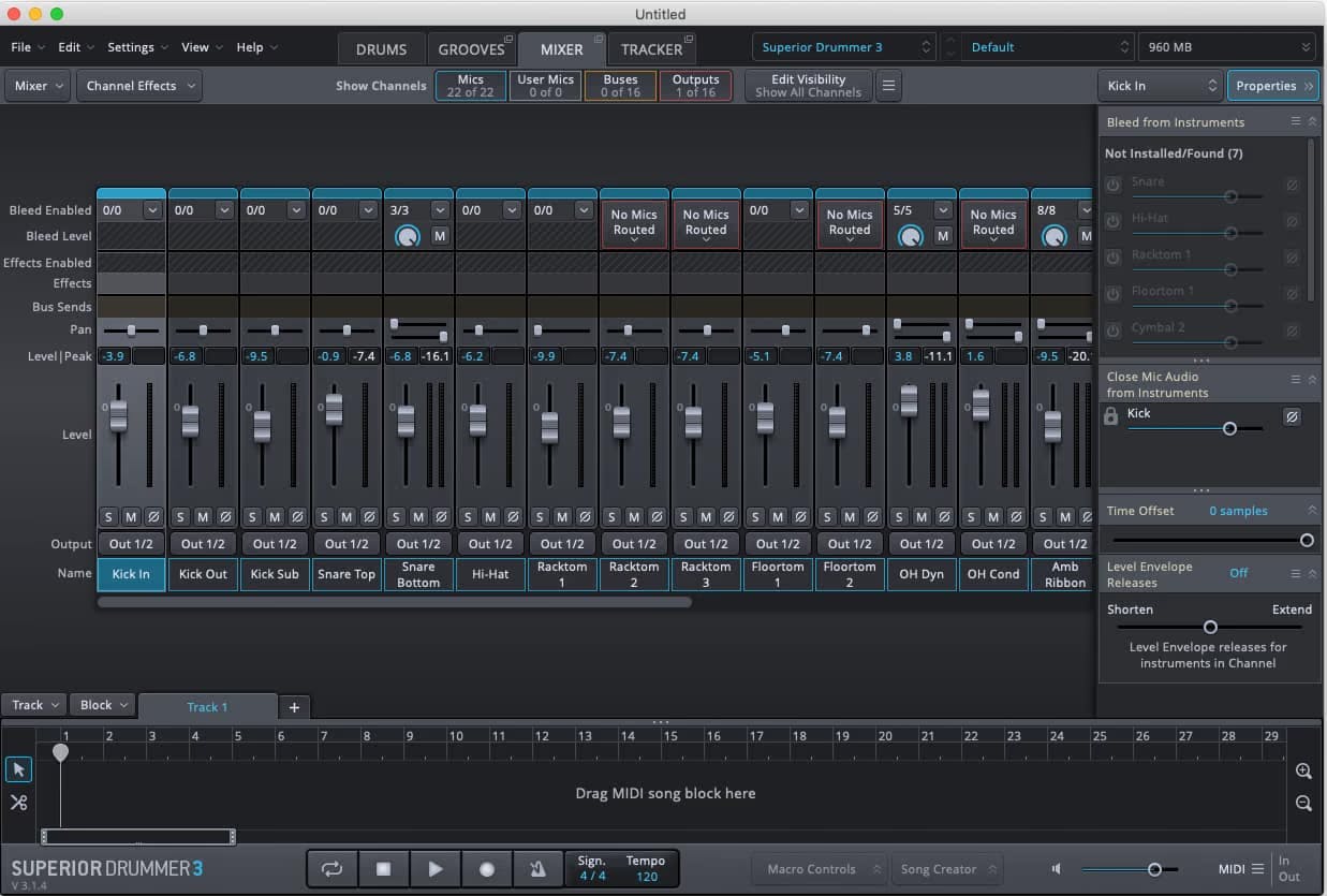A screenshot of the mixer in SD3