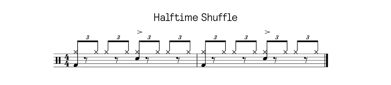 A transcription of the halftime blues shuffle