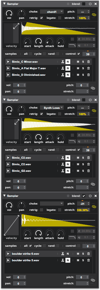 A screenshot of the samplers from the SIMIO kit
