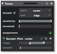 A screenshot of a timbre controller