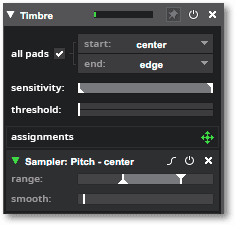 A screenshot of a timbre controller