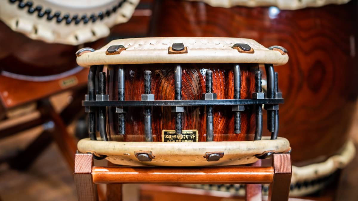 A photo of a Shime taiko drum. Credit Arthur Mok