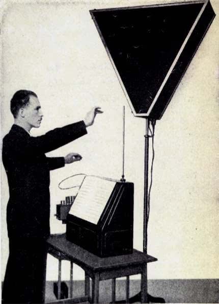 Leon Theremin playing his instrument
