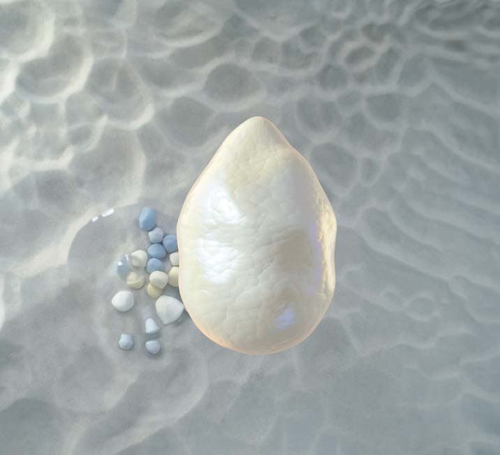 One of the images from the ablum art that features a rock-like object floating in water