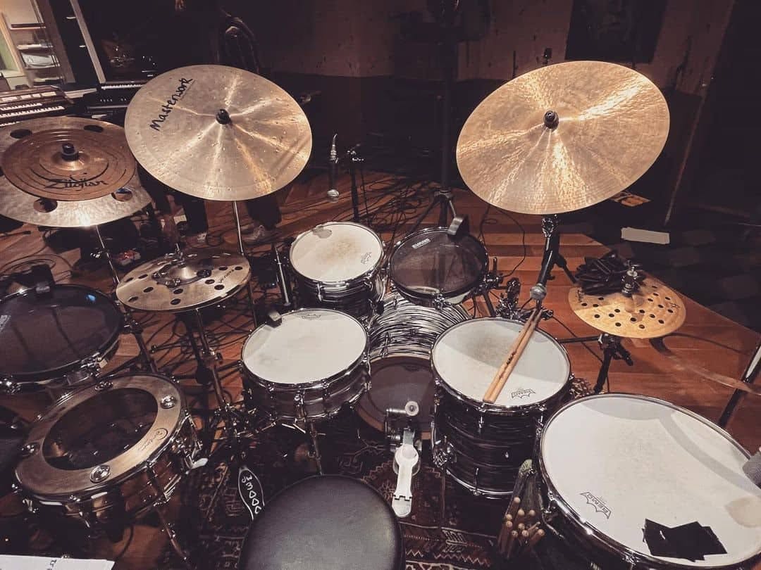 A photo of Wout's setup taken form behind the drum throne