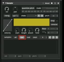 an empty Sensory Percussion sampler set to cycle with the cycle parameter highlighted