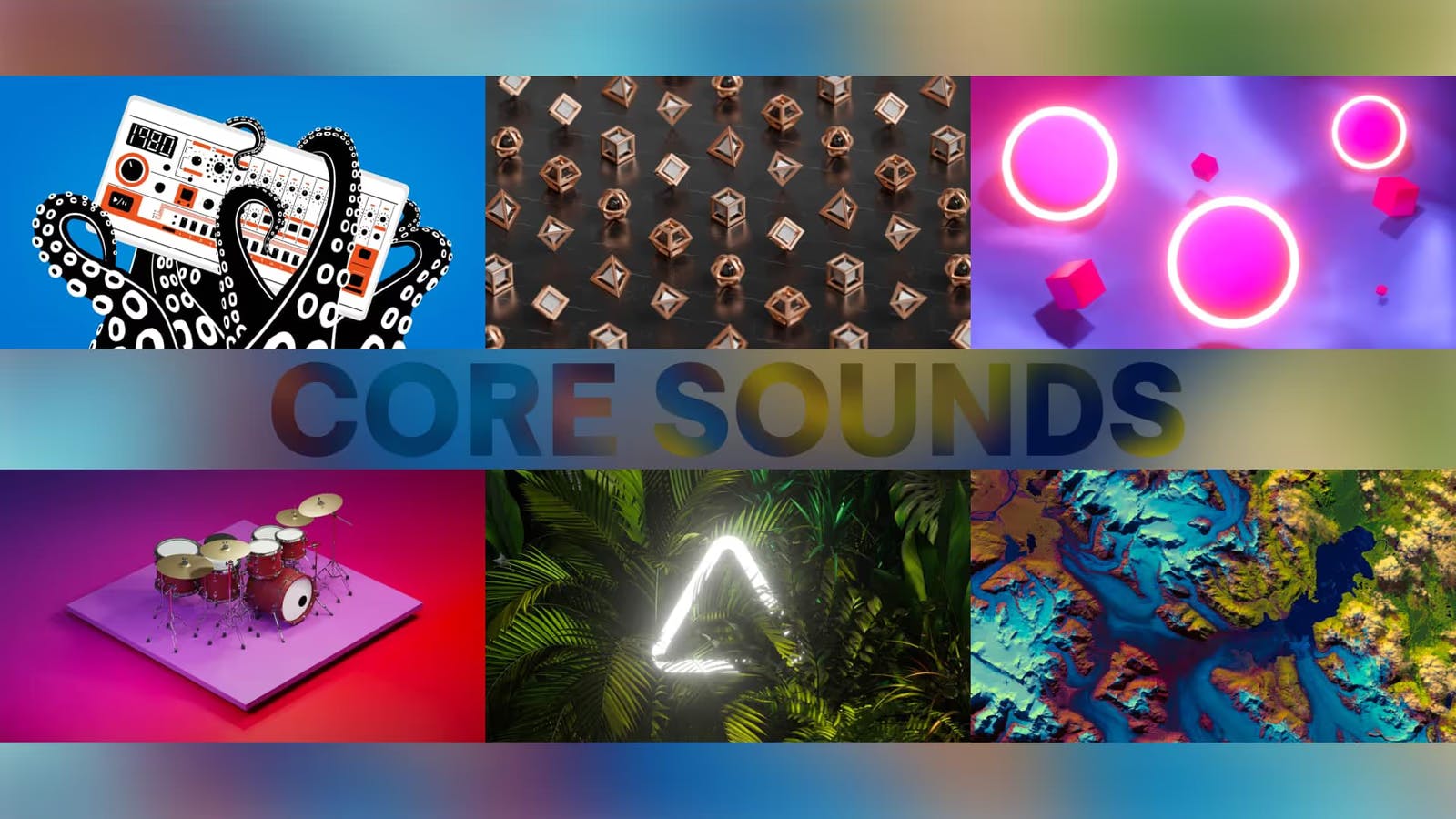 An image showing the cover art for the 6 packs included in the Core Sounds Library