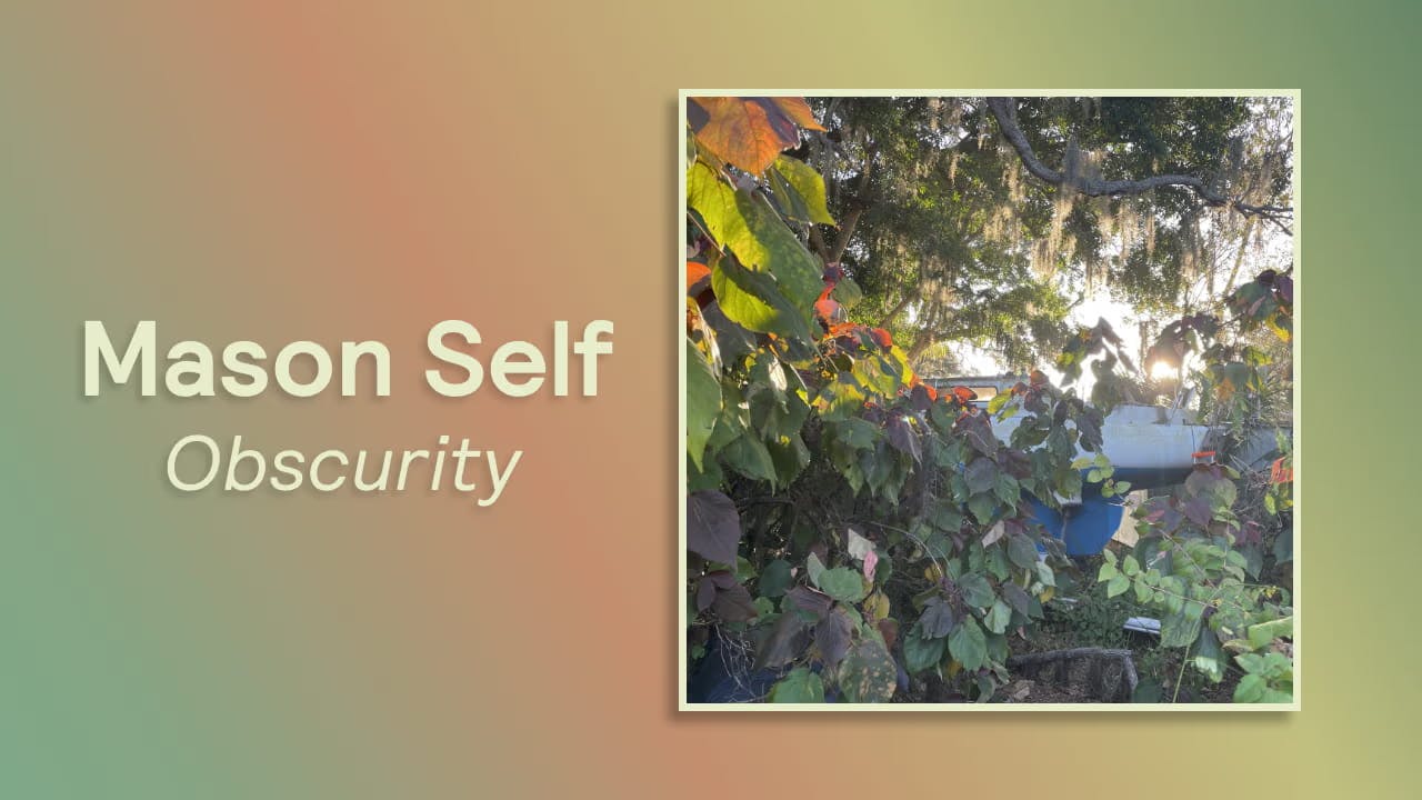 An image with the cover art for Mason Self's new EP 'Obscurity' on a green background