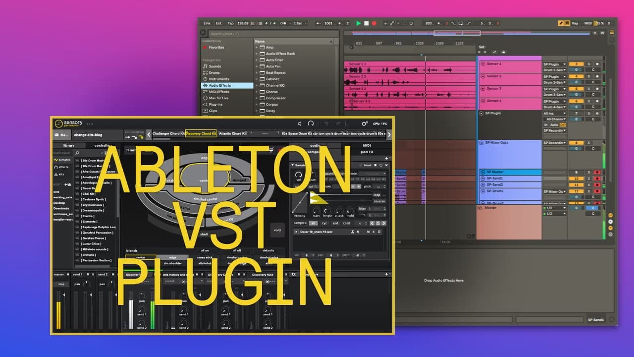 A screenshot of Sensory Percussion running as a VST plugin in Ableton